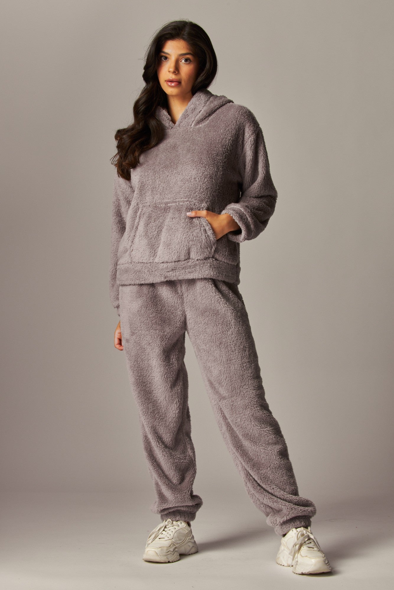 Cozy Fleece Teddy Bear Ear Hoodie Pajama Set