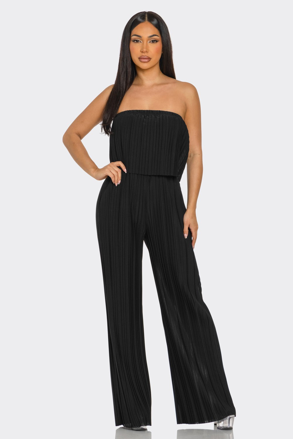 Venezia Pleated Strapless Jumpsuit