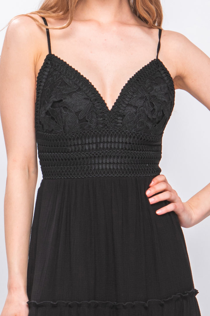 Crochet Layered Panels Long Dress