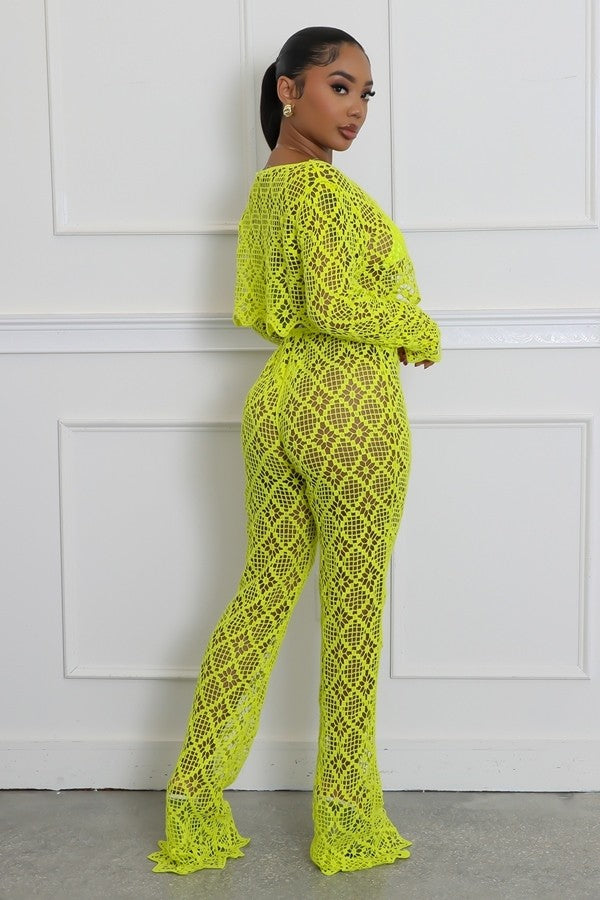 Crochet Crop Top & Pants Set