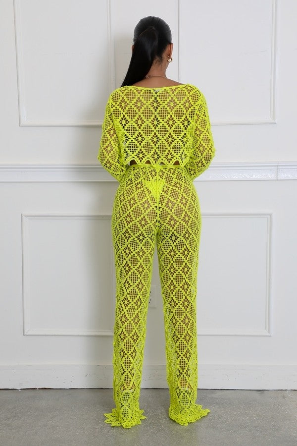 Crochet Crop Top & Pants Set