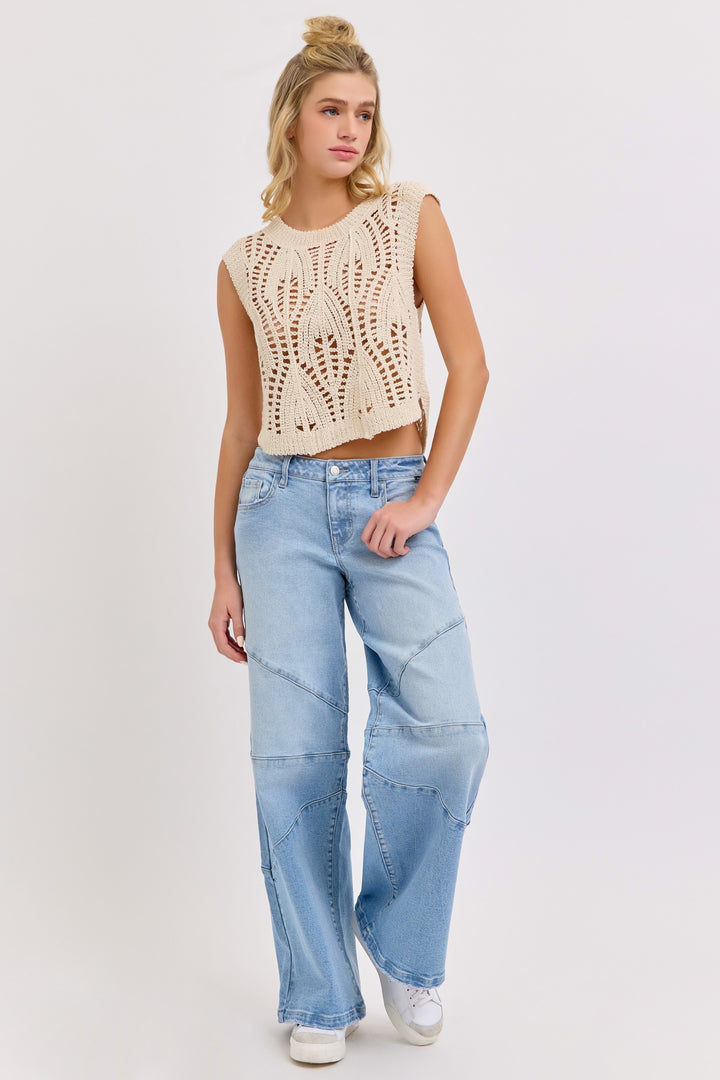 Jeans Low Rise Wide Leg with Seam Details
