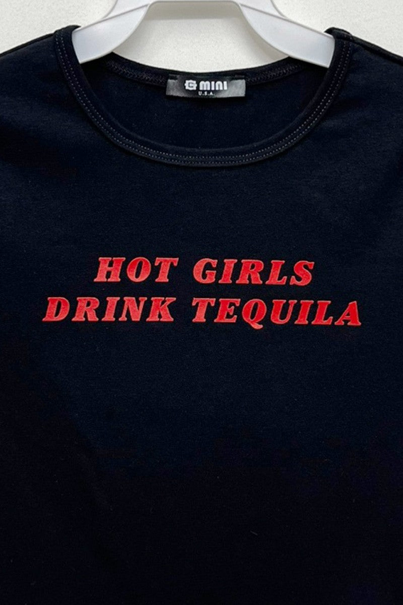 Hot Girls Drink Tequila Graphic Short Sleeve Top