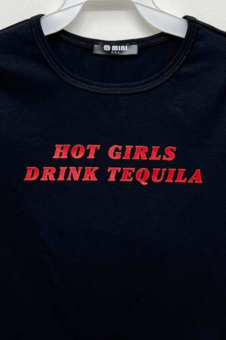 Hot Girls Drink Tequila Graphic Short Sleeve Top