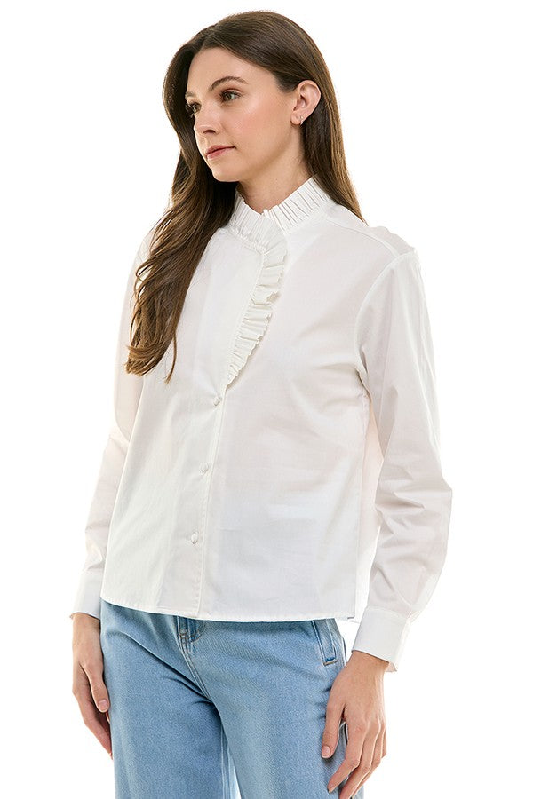 Ruffle Neck Ls Top