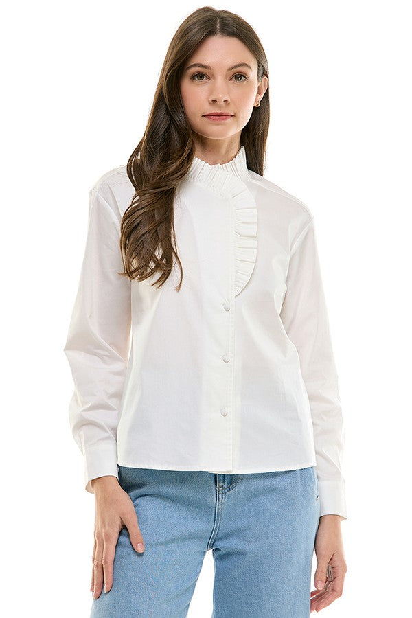 Ruffle Neck Ls Top