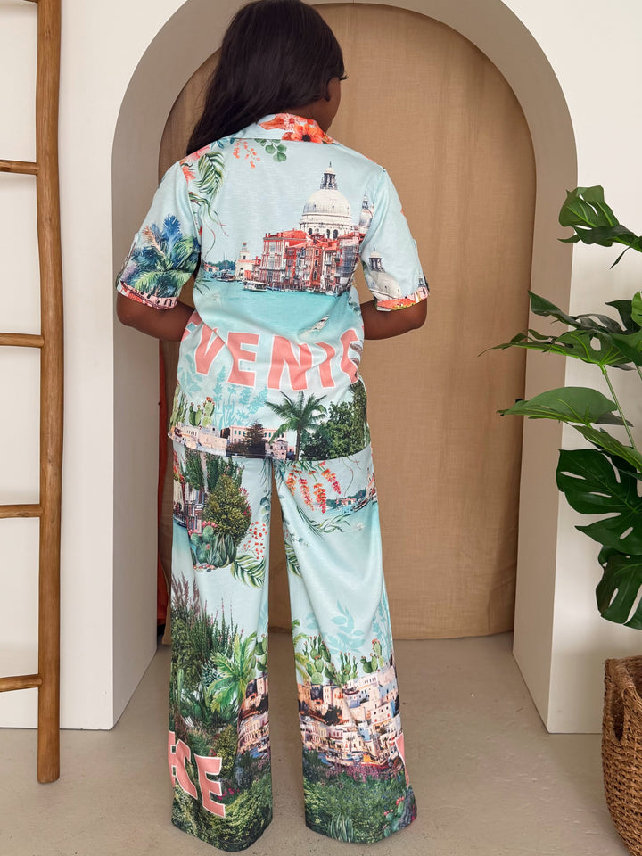 Venice View Printed Shirt & Pants Set