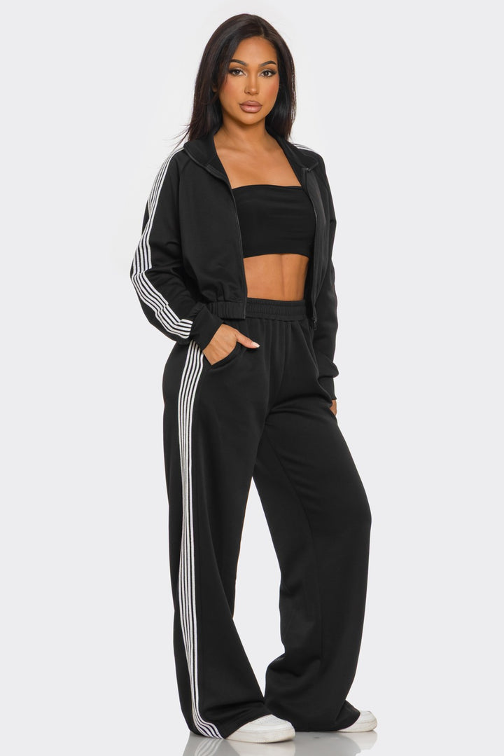 Pants Set Long Sleeve Zip Up