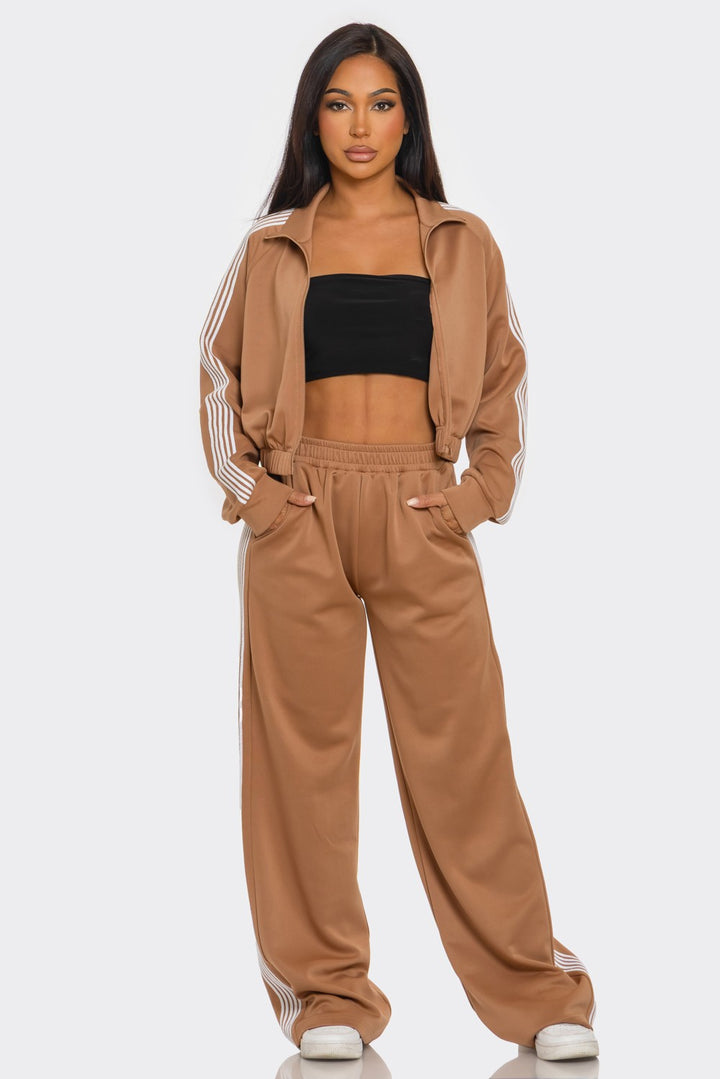 Pants Set Long Sleeve Zip Up