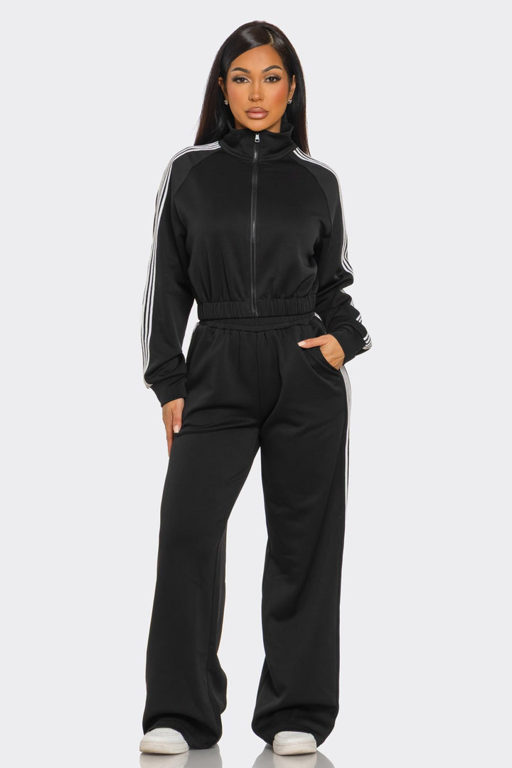 Pants Set Long Sleeve Zip Up