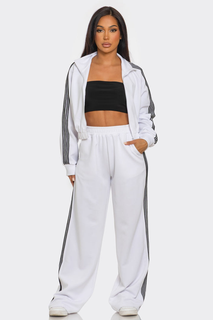 Pants Set Long Sleeve Zip Up