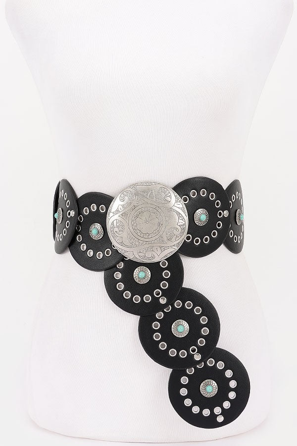 Faux Leather Disc Belt