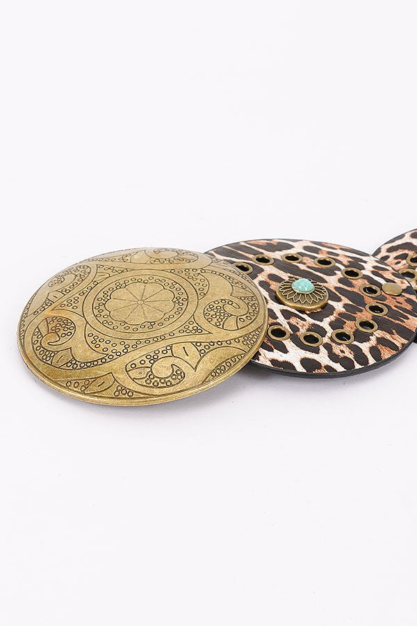 Faux Leather Disc Belt