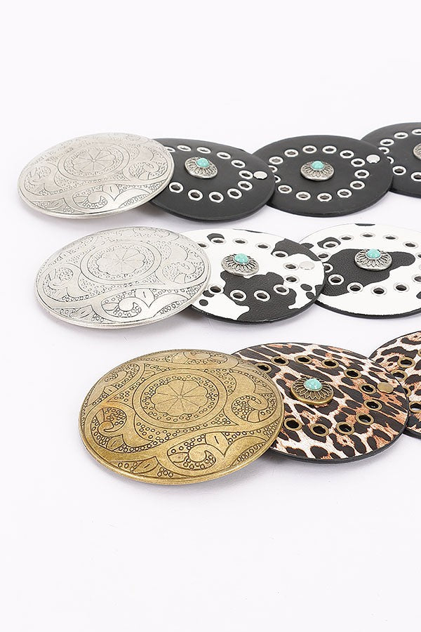 Faux Leather Disc Belt