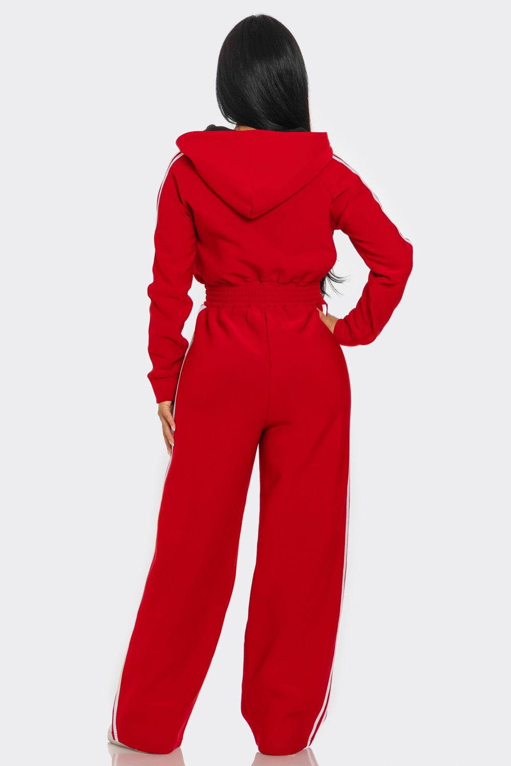 Hooded Jumpsuit Lined Fleece Wide Leg