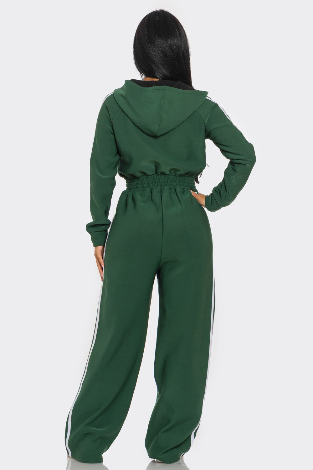 Hooded Jumpsuit Lined Fleece Wide Leg