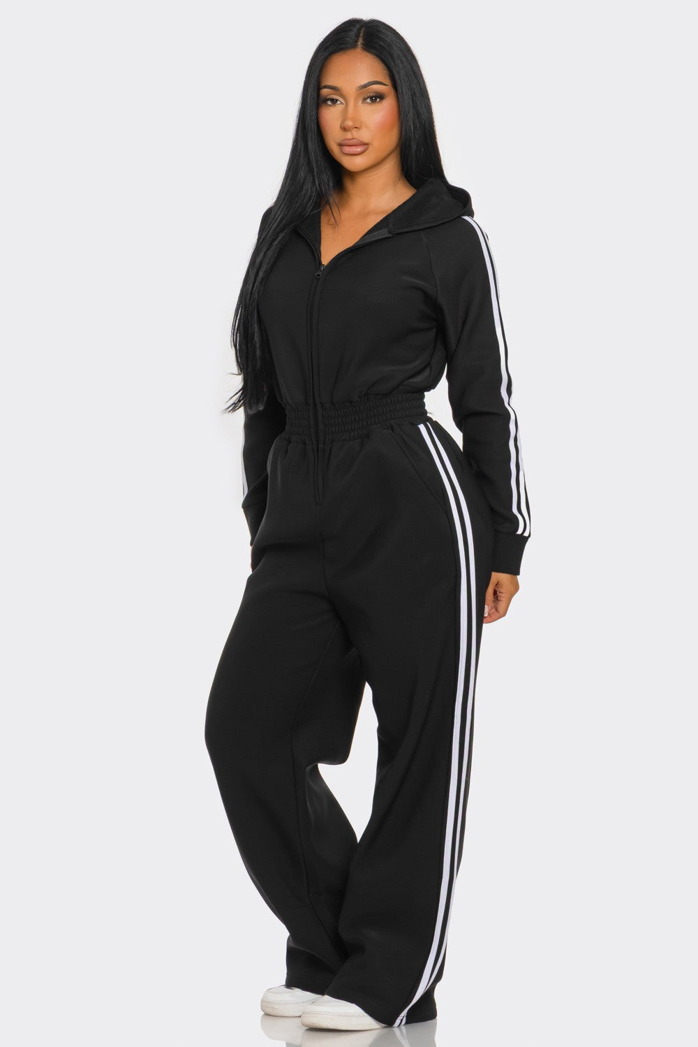 Hooded Jumpsuit Lined Fleece Wide Leg