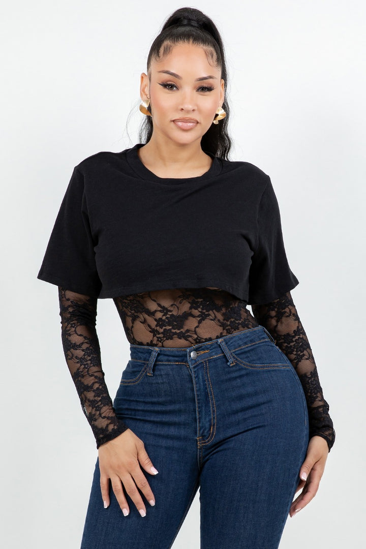 Cotton Top With Inner Lace Bodysuit