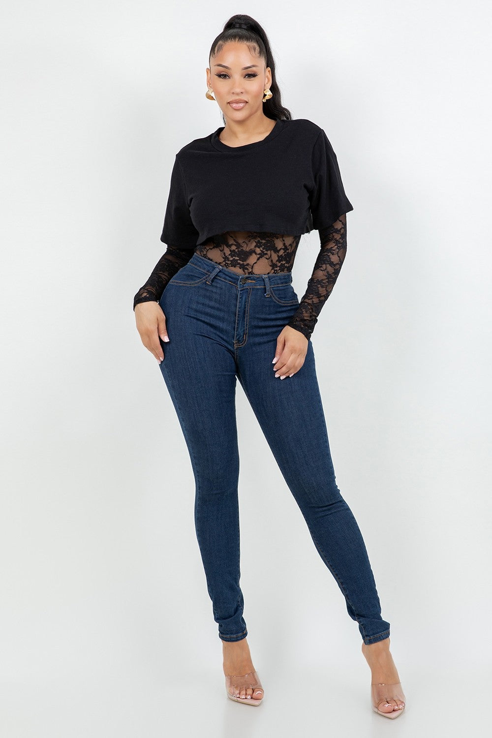 Cotton Top With Inner Lace Bodysuit