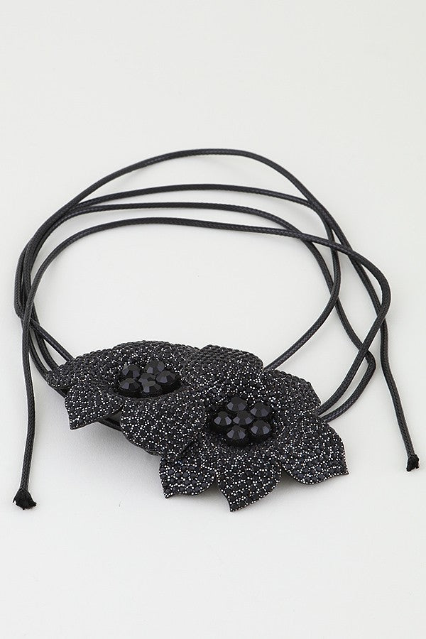 Twin Bejeweled Flower Choker Necklace