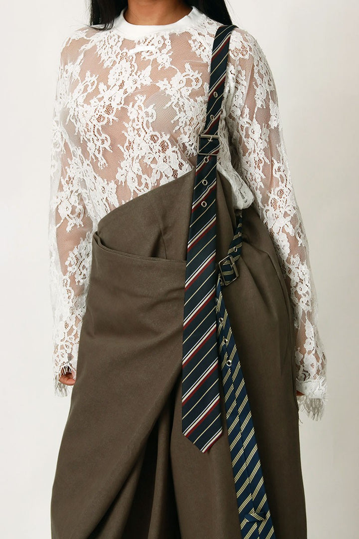 One Shoulder Tie Detail Asymmetrical Drape Overall
