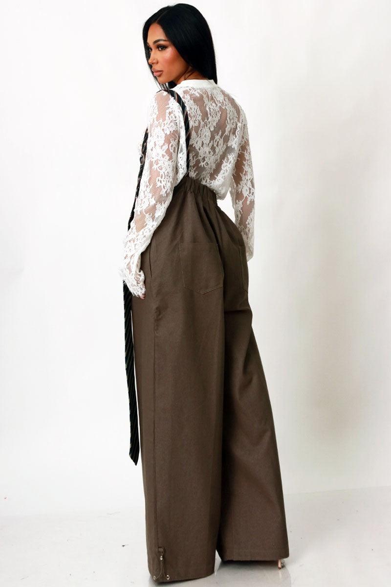 One Shoulder Tie Detail Asymmetrical Drape Overall
