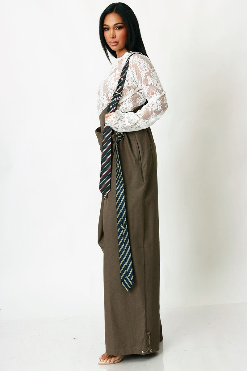 One Shoulder Tie Detail Asymmetrical Drape Overall