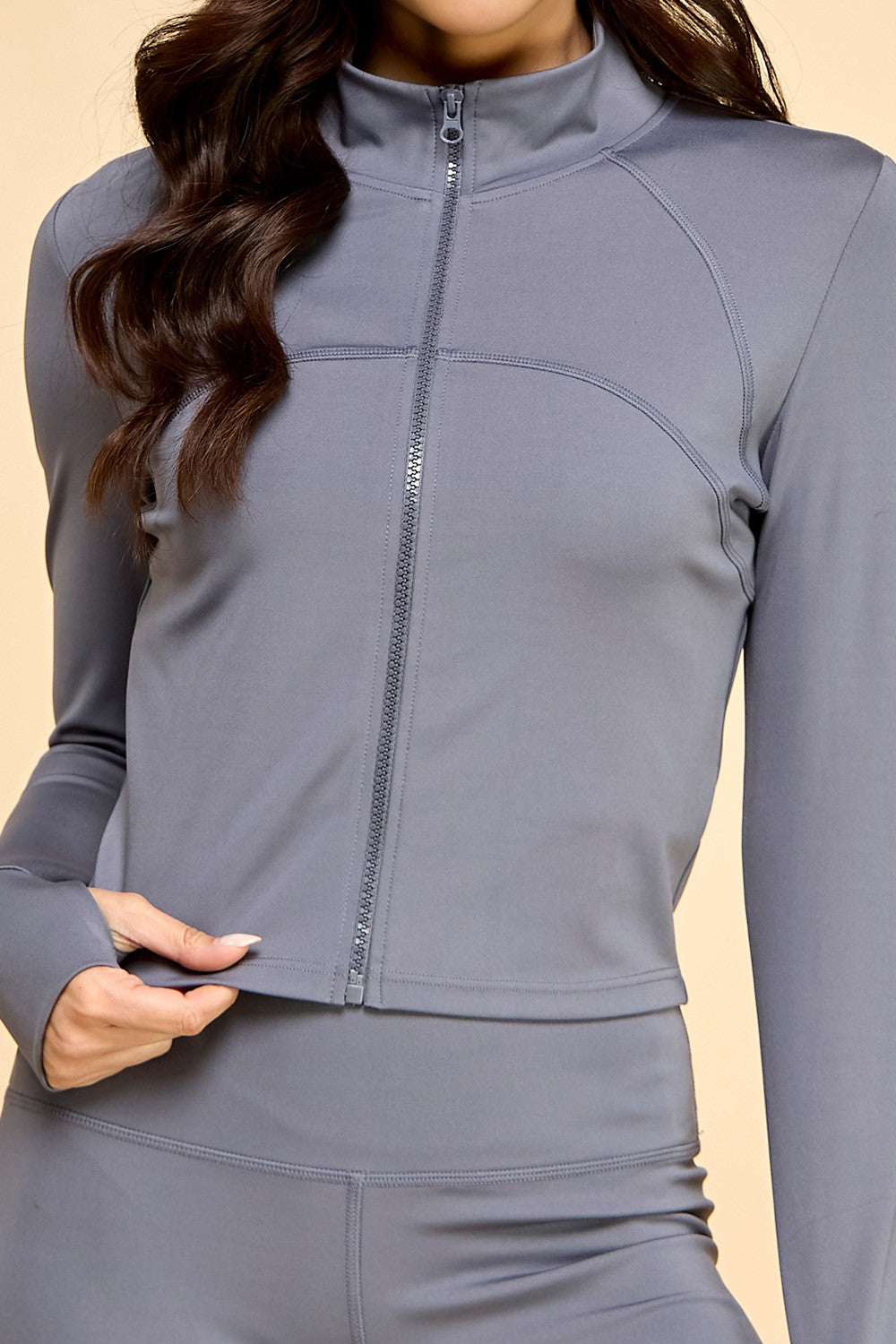 Solid Yoga Jacket 2-piece Set