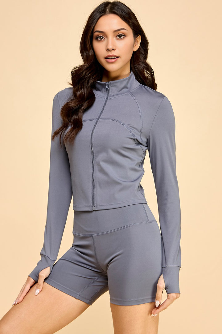 Solid Yoga Jacket 2-piece Set