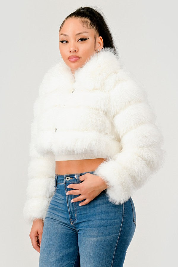 Faux Fur Flt Zip Up Jacket