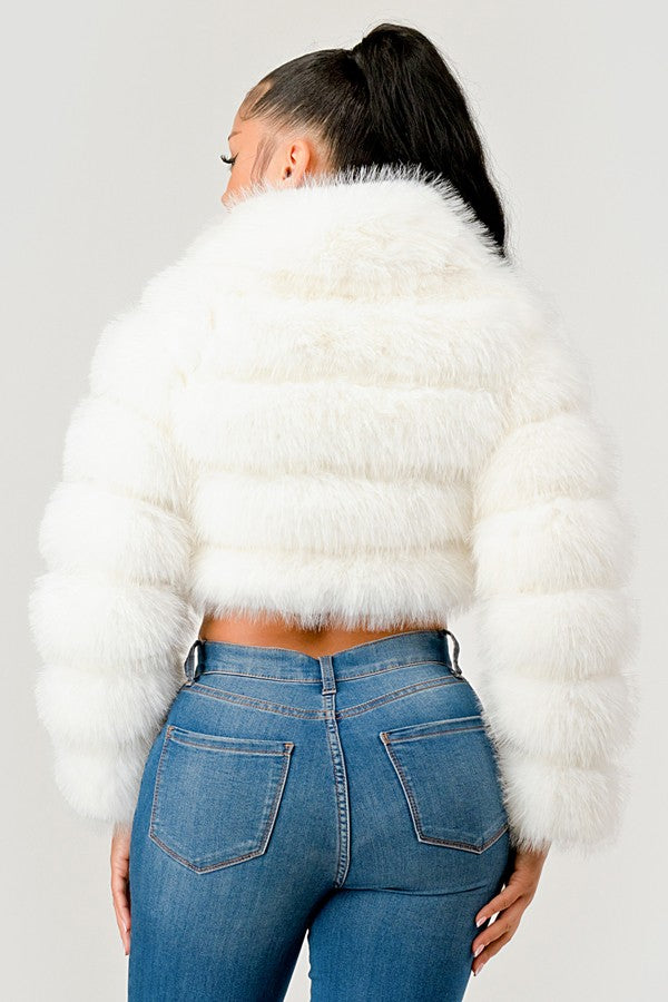Faux Fur Flt Zip Up Jacket