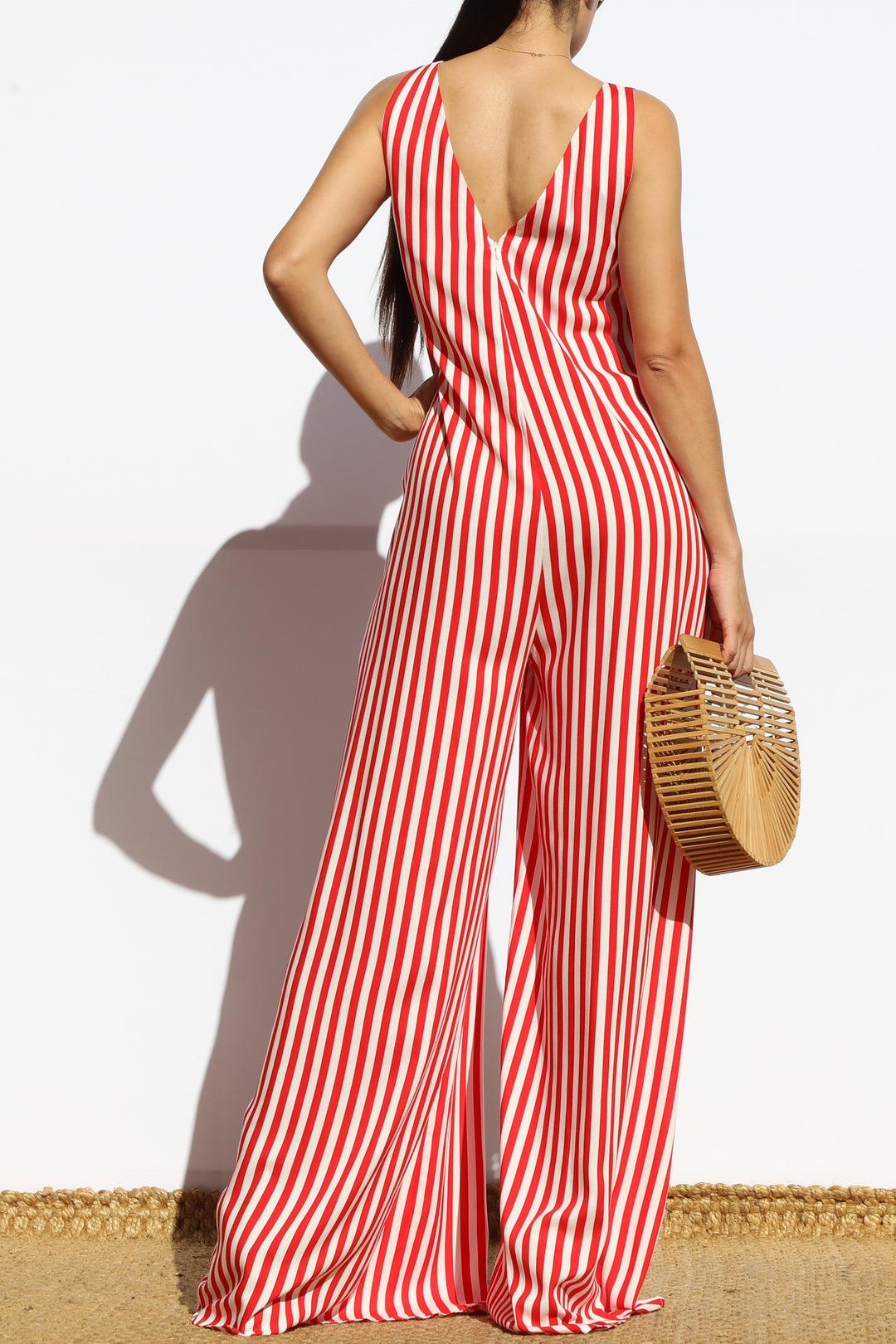 Striped Loose Fit Flare-leg Jumpsuit