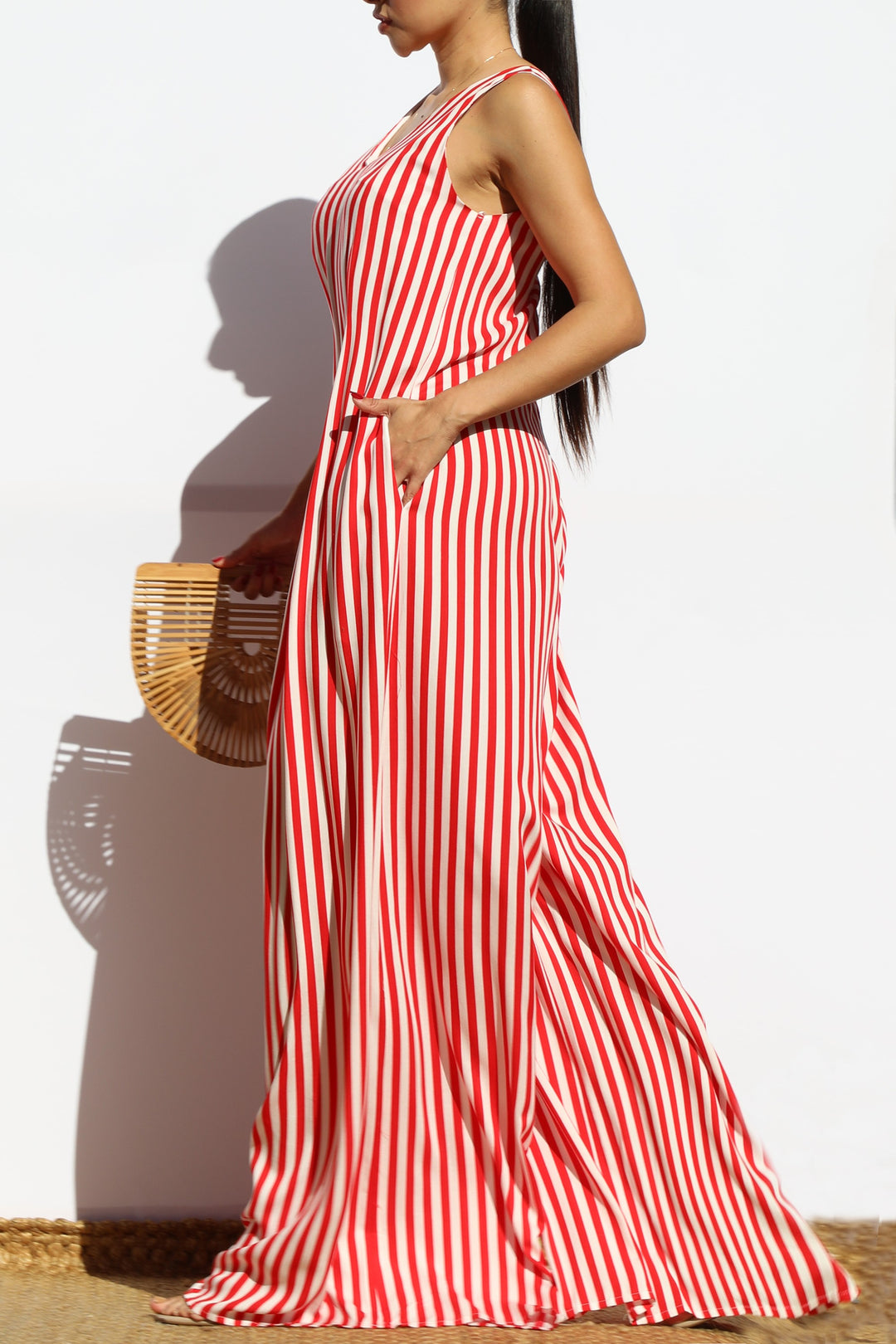 Striped Loose Fit Flare-leg Jumpsuit