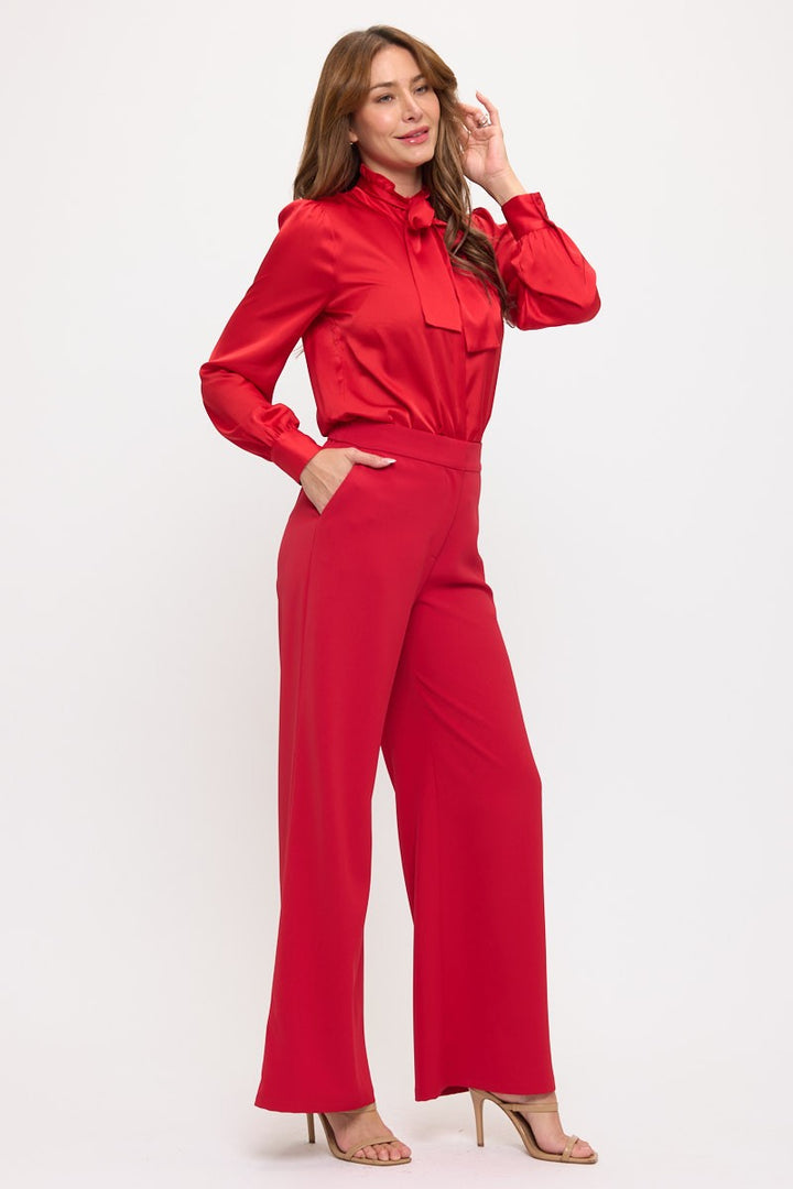 Lesile Solid Ruffle Blouse