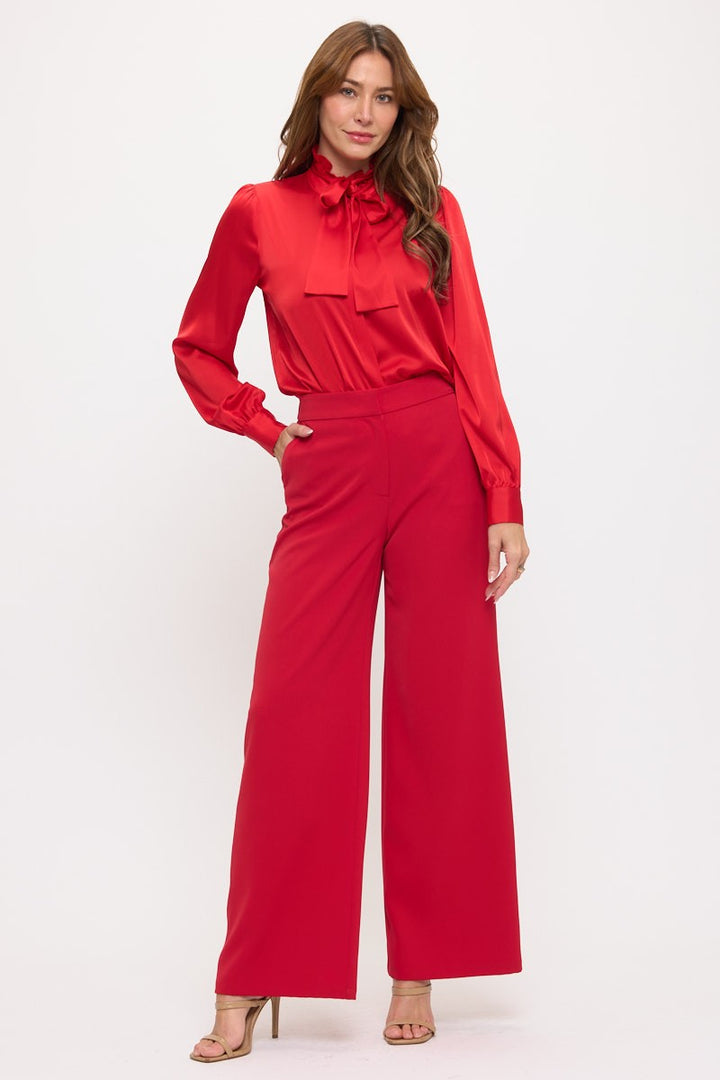 Lesile Solid Ruffle Blouse