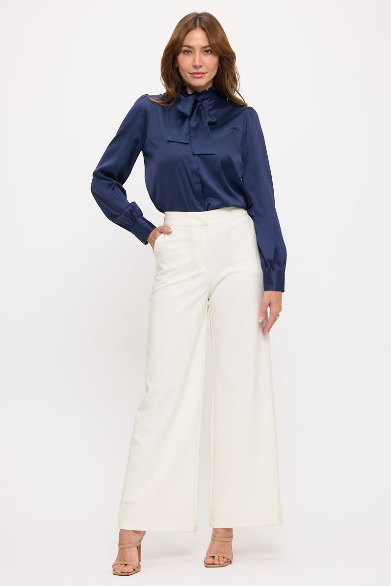 Lesile Solid Ruffle Blouse