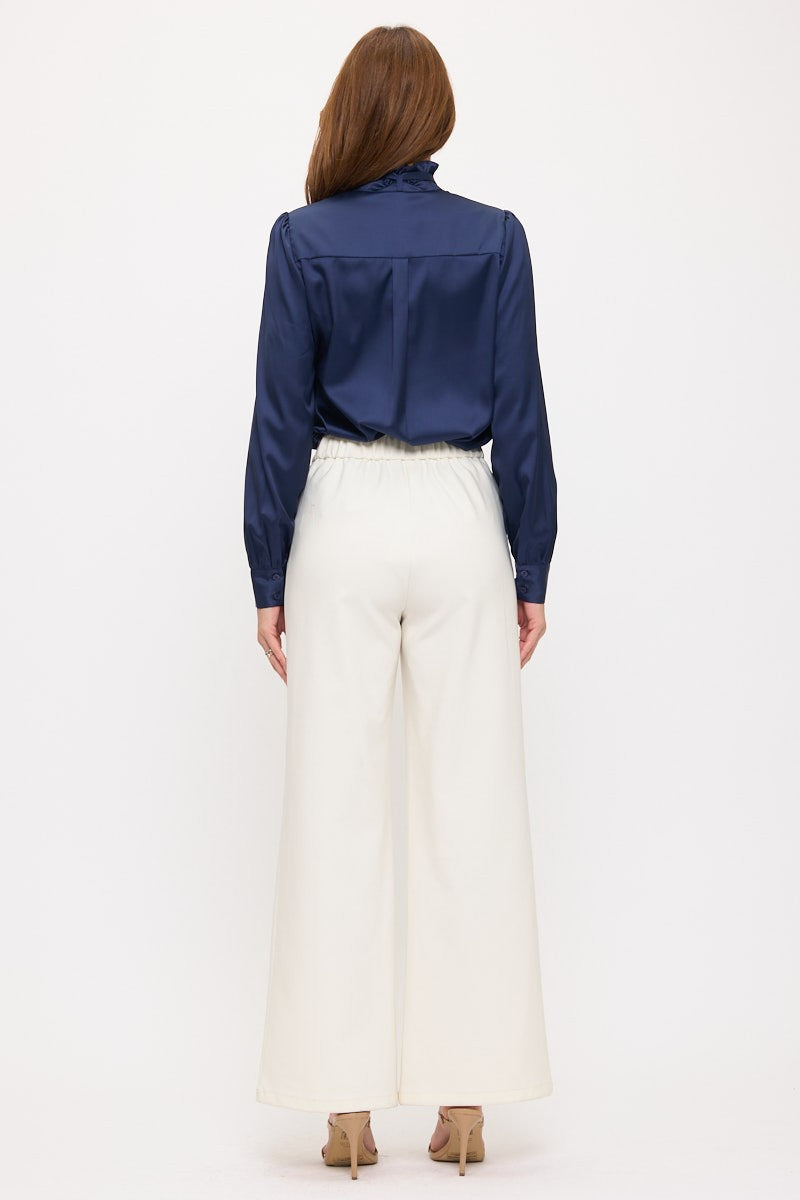 Lesile Solid Ruffle Blouse