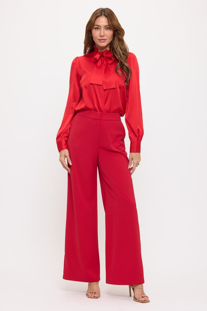 Lesile Solid Ruffle Blouse