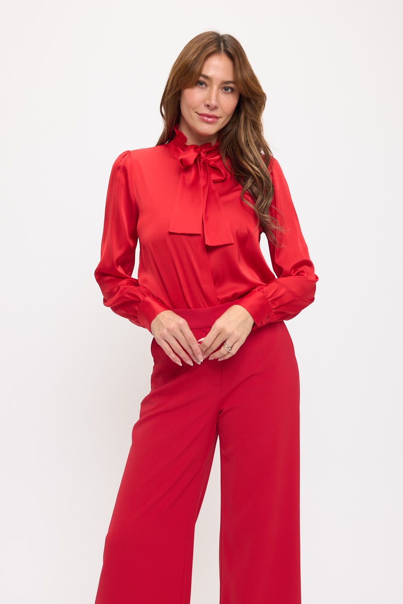 Lesile Solid Ruffle Blouse