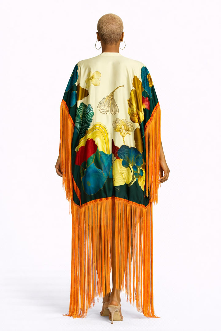 Tropical Fringe Kimono Cover Up Kimono