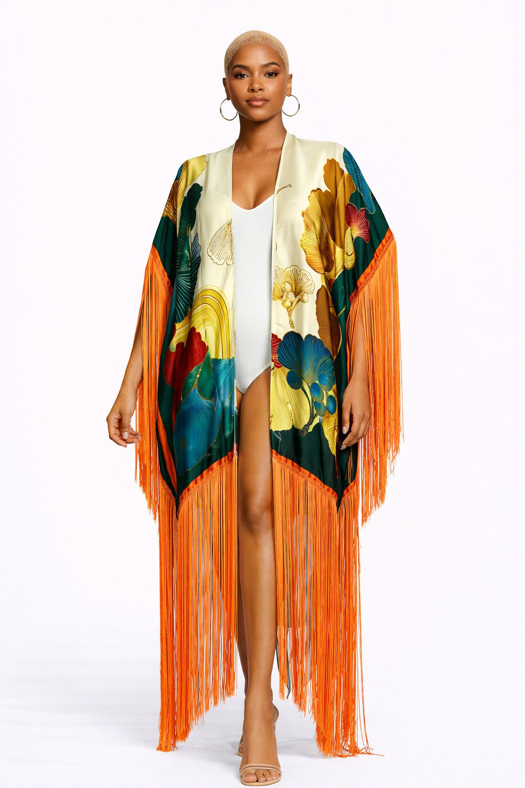Tropical Fringe Kimono Cover Up Kimono