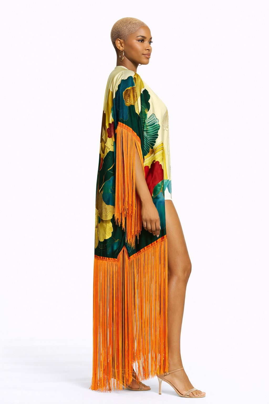Tropical Fringe Kimono Cover Up Kimono