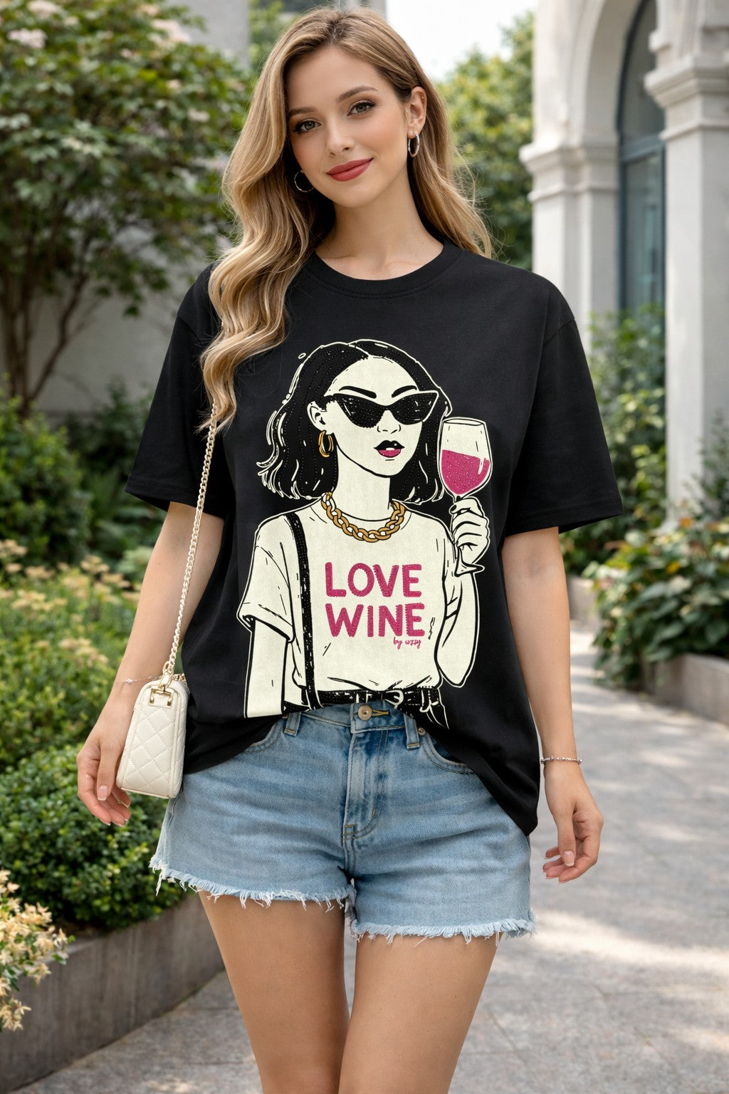 WINE STONES PRINTED T-SHIRT