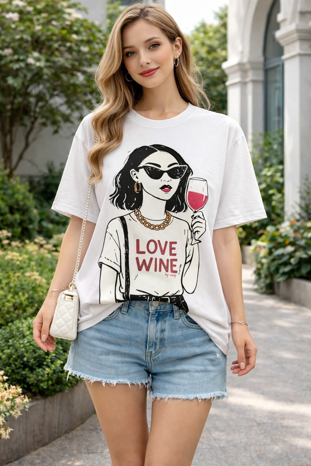 WINE STONES PRINTED T-SHIRT