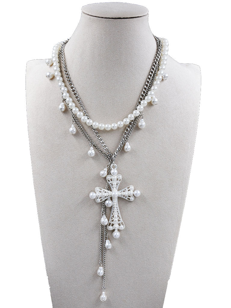 PEARL CROSS NECKLACE