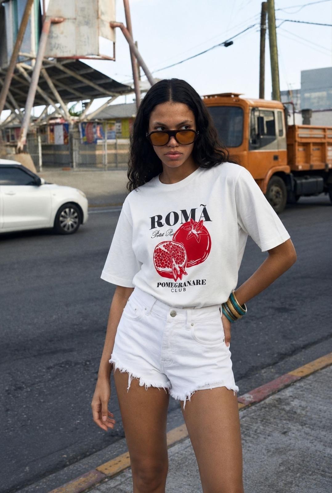 Oversized Ss Pommegranare Graphic Print T-shirt