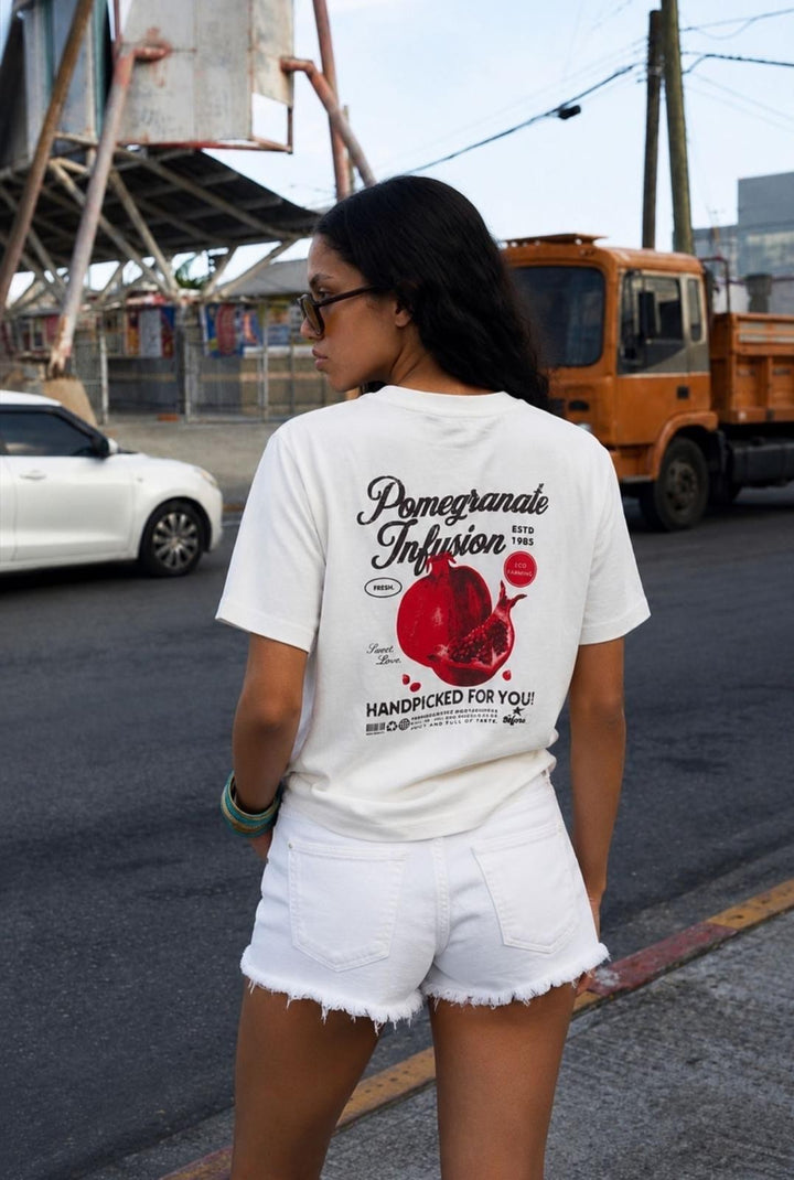 Oversized Ss Pommegranare Graphic Print T-shirt