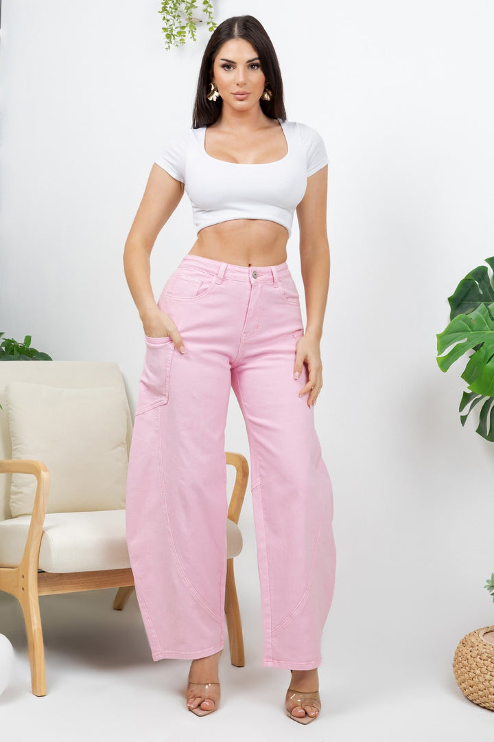 Rosalia High Waist Barrel Wide Leg Denim Jean