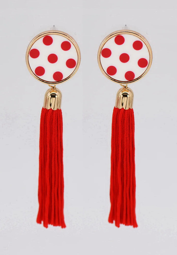 Polka Dot Tassel Earrings