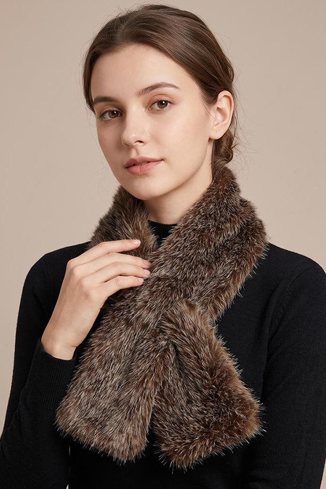 Plush Faux Fur Pull-through Winter Scarf